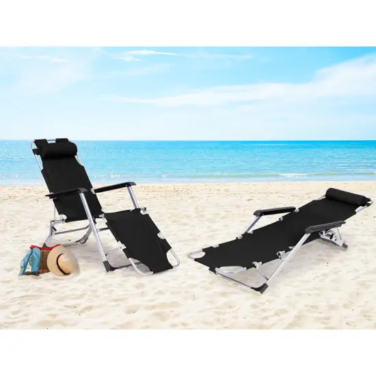 Juodas sulankstomas sodo/paplūdimio gultas 2-in-1 MultiGarden