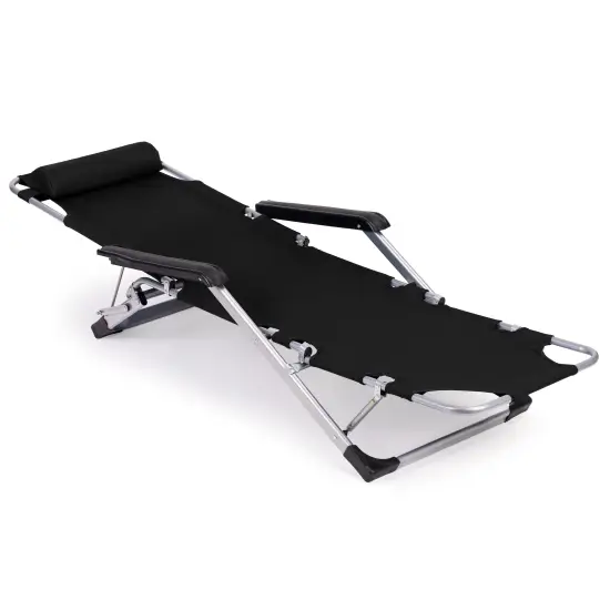 Juodas sulankstomas sodo/paplūdimio gultas 2-in-1 MultiGarden