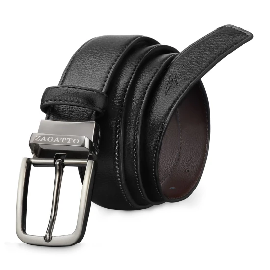 Vyriškas dvipusis odinis diržas Brandy (juodas/rudas) ZG-5030 Premium