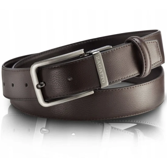 Vyriškas dvipusis odinis diržas Brandy (juodas/rudas) ZG-5030 Premium