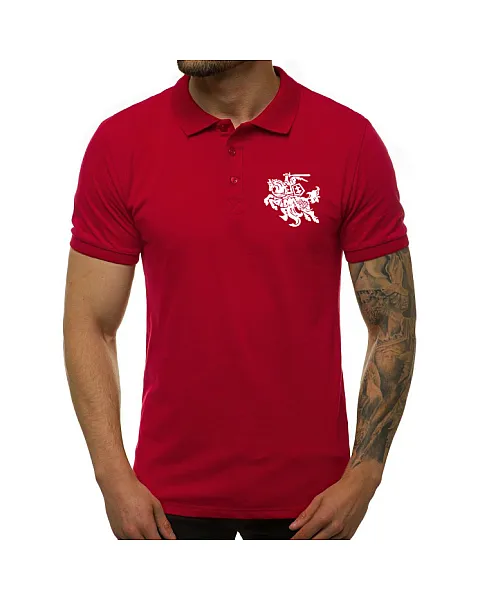 Vyriški raudoni polo marškinėliai Vytis