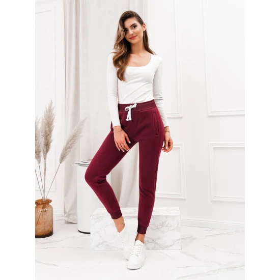 Moteriškos bordo spalvos laisvalaikio kelnės Lilit PLR070