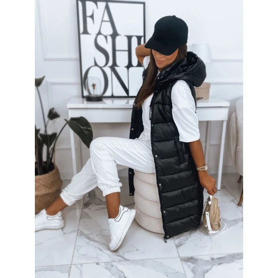 Moteriškas juoda liemenė su gobtuvu Visan TY2777