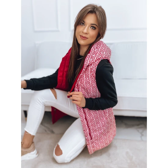 Raudonos spalvos dvipusė liemenė su gobtuvu Kristine TY2667