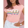 Акция: Женская розовая футболка Happy