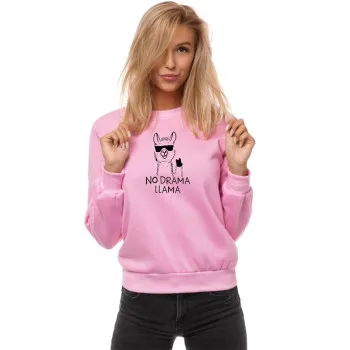 Розовый женский свитшот без капюшона No drama Llama