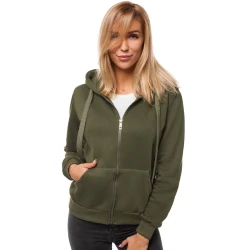 Moteriškas džemperis su gobtuvu chaki spalvos Look