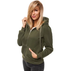 Moteriškas džemperis su gobtuvu chaki spalvos Look