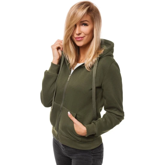 Moteriškas džemperis su gobtuvu chaki spalvos Look JS/W03