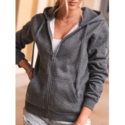 Moteriškas džemperis su gobtuvu tamsiai pilkos spalvos Look