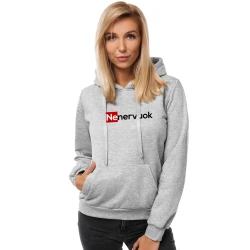 Pilkas moteriškas džemperis su gobtuvu Nenervuok