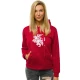 Raudonas moteriškas džemperis su gobtuvu - baltas Vytis