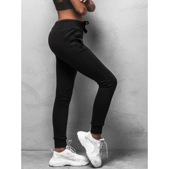 Moteriškos juodos laisvalaikio kelnės 