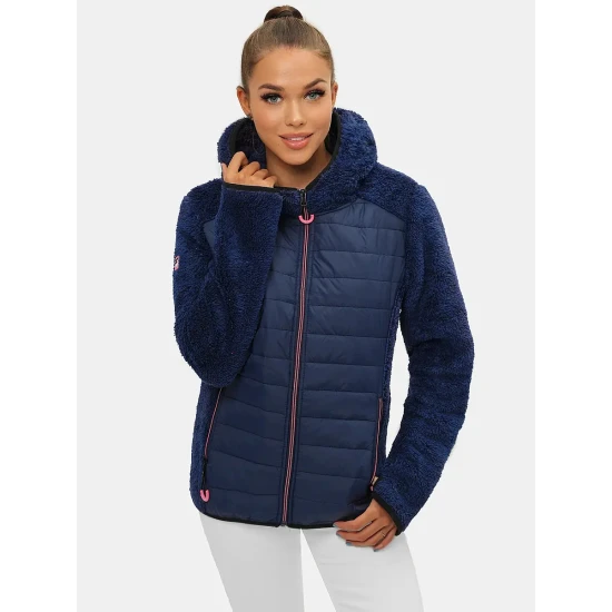 Akcija Moteriška plona tamsiai mėlyna pūkuota striukė Amor Striukės