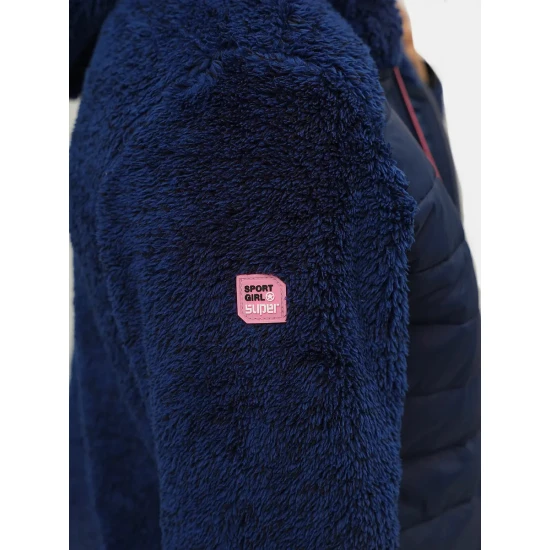 Akcija Moteriška plona tamsiai mėlyna pūkuota striukė Amor Striukės