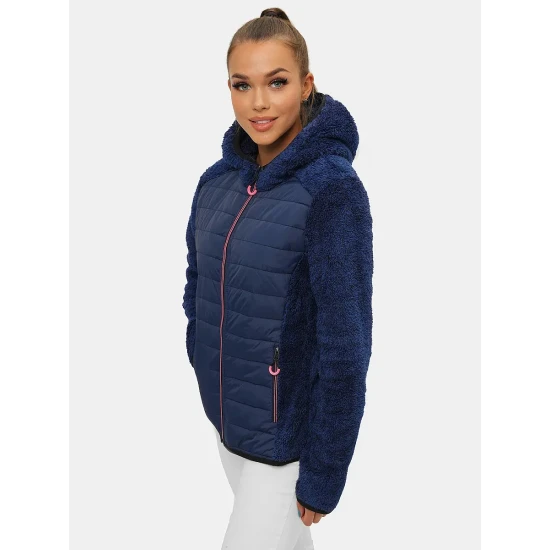 Akcija Moteriška plona tamsiai mėlyna pūkuota striukė Amor Striukės