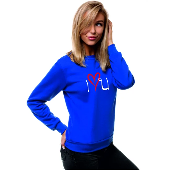 Moteriškas ryškiai mėlynas džemperis Love JS/W01
