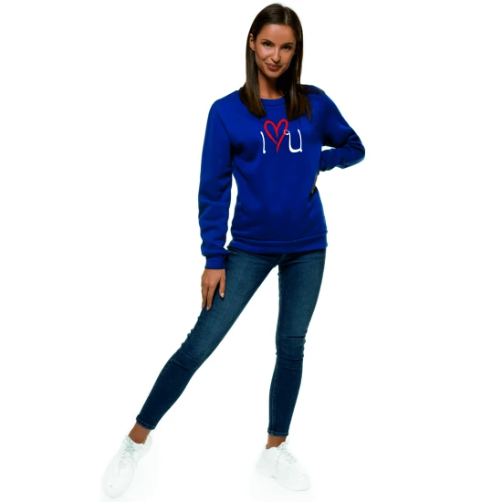 Moteriškas tamsiai mėlynas džemperis Love JS/W01