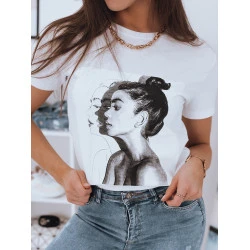 Moteriški  baltos spalvos marškinėliai Face