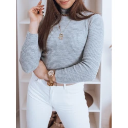 Šviesiai pilkos spalvos megztinis aukštu kaklu Silver