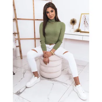 Green sweater with a high neck Silver