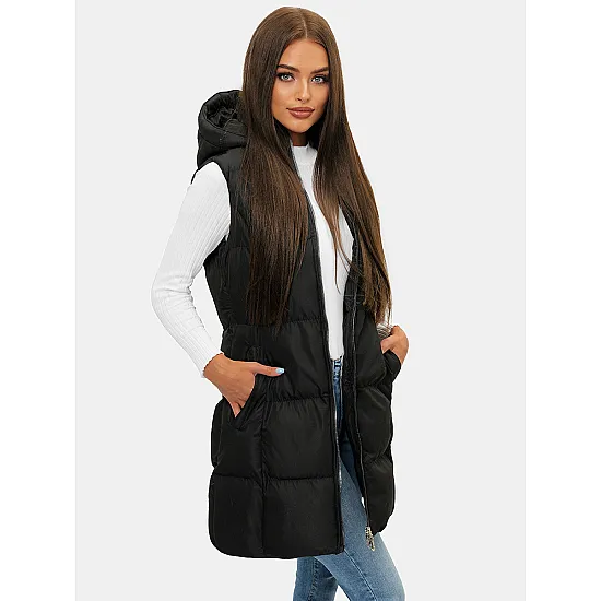 Moteriškas juoda liemenė su gobtuvu Sabin JS/M721/392