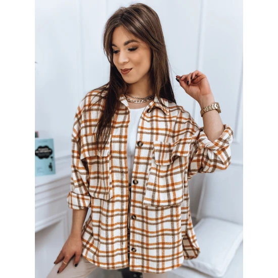 Moteriški oranžiniai languoti marškiniai ilgomis rankovėmis Gina TY2575