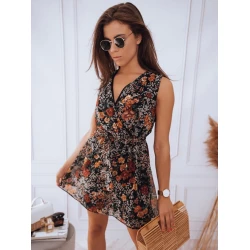 Juoda gėlėta moteriška suknele Rossa