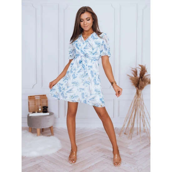 Moteriška suknelė su žydroms gėlėmis Rauza EY1789