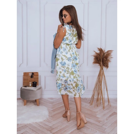 Moteriška balta su mėlynomis gėlėmis suknelė Balu EY1802