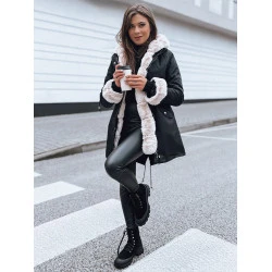 Juoda moteriška striukė su šviesiu kailiu Arctic