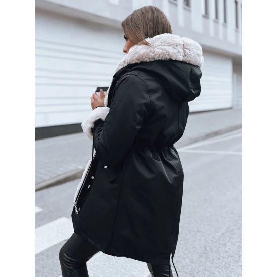 Juoda moteriška striukė su šviesiu kailiu Arctic TY3985