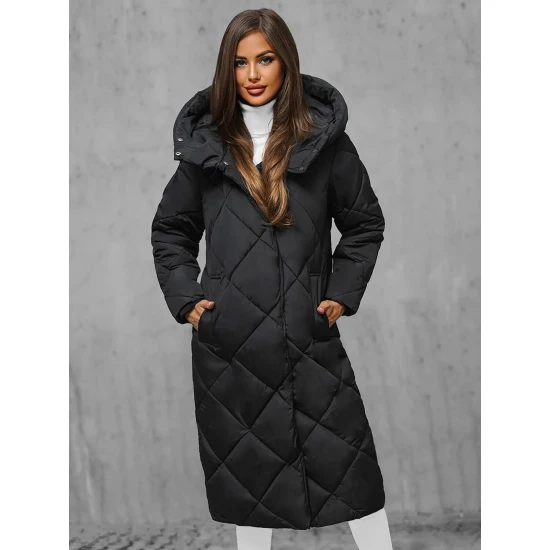 Juoda moteriška dygsniuota žieminė striukė Coco JS/5M3173/392