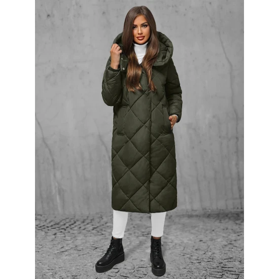 Moteriška žalia dygsniuota žieminė striukė Coco JS/5M3173/136