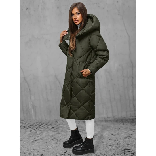 Moteriška žalia dygsniuota žieminė striukė Coco JS/5M3173/136