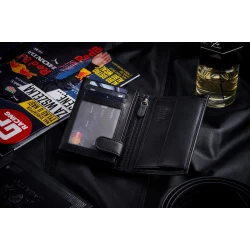 Vyriška piniginė iš natūralios odos Simal (su raudona detale) 