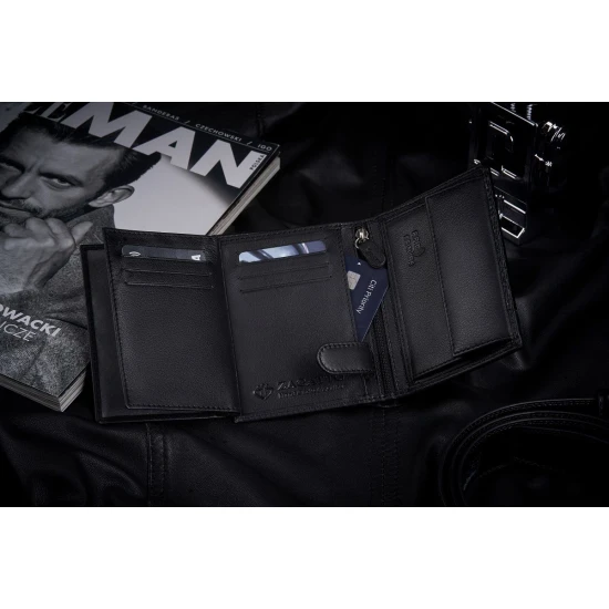 Vyriška piniginė iš natūralios odos Simal (su raudona detale) ZG-N4-F9 Premium