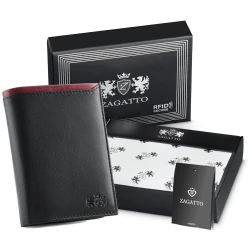 Vyriška piniginė iš natūralios odos Simal (su raudona detale) 