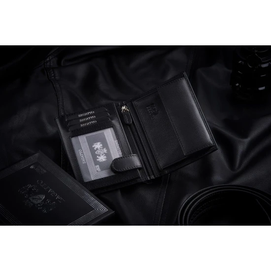 Vyriška piniginė iš natūralios odos Simal (su raudona detale) ZG-N4-F9 Premium