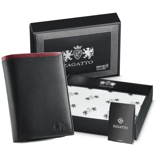 Vyriška piniginė iš natūralios odos Simal (su raudona detale) ZG-N4-F9 Premium