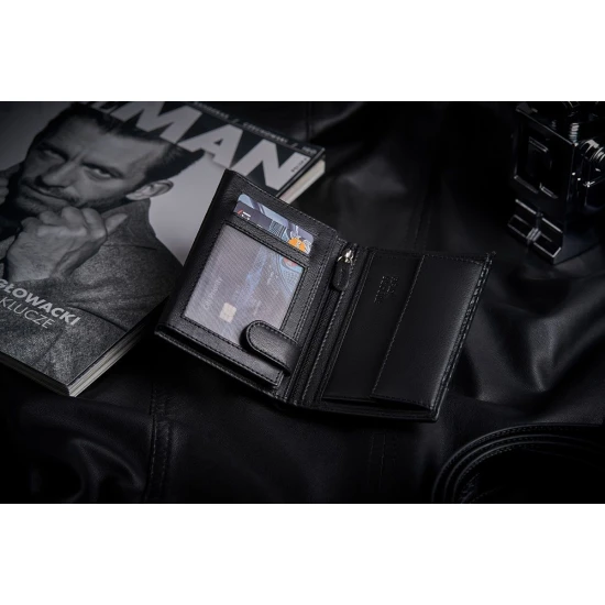 Vyriška piniginė iš natūralios odos Simal (su raudona detale) ZG-N4-F9 Premium