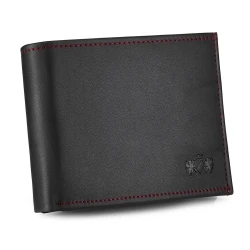 Vyriška piniginė iš natūralios odos Damian (juoda su raudona) 