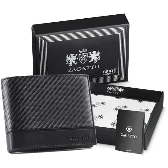 Vyriška piniginė iš natūralios odos Carbon (juoda) ZG-N992-F7 Premium