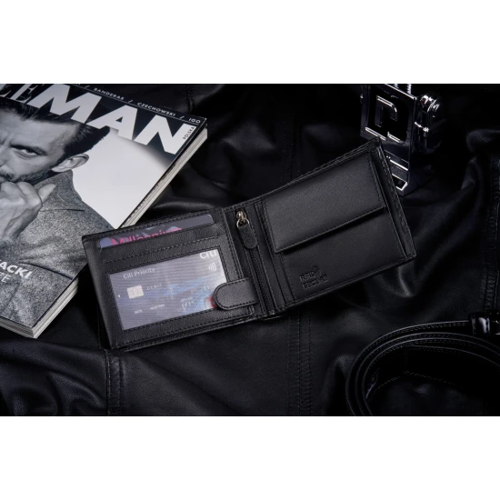 Vyriška piniginė iš natūralios odos Carbon (juoda) ZG-N992-F7 Premium