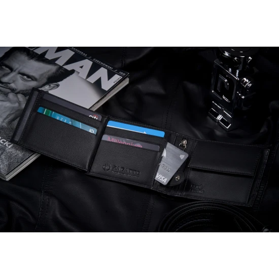 Vyriška piniginė iš natūralios odos Carbon (juoda) ZG-N992-F7 Premium