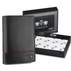 Vyriška piniginė iš natūralios odos Duger (su raudona detale) 