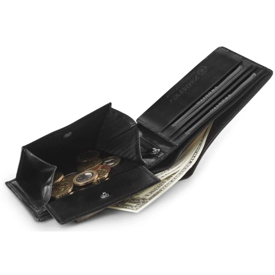 Vyriška piniginė iš natūralios odos Scott (juoda) ZG-062-BAR Premium