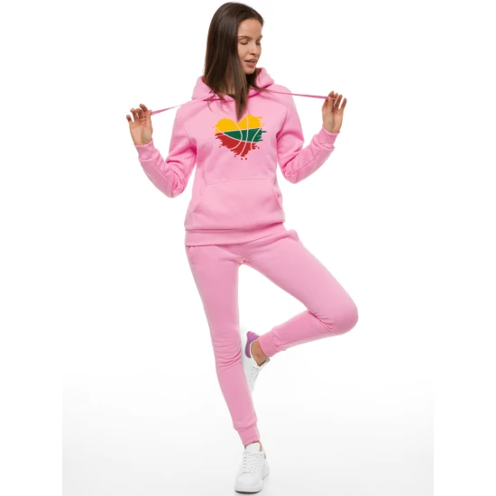 Šviesiai rožinis moteriškas rinkinys su gobtuvu Lietuva 02 - AY0327