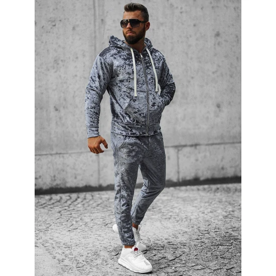 Pilkas veliūrinis vyriškas džemperis Omilo O/D8123/9153