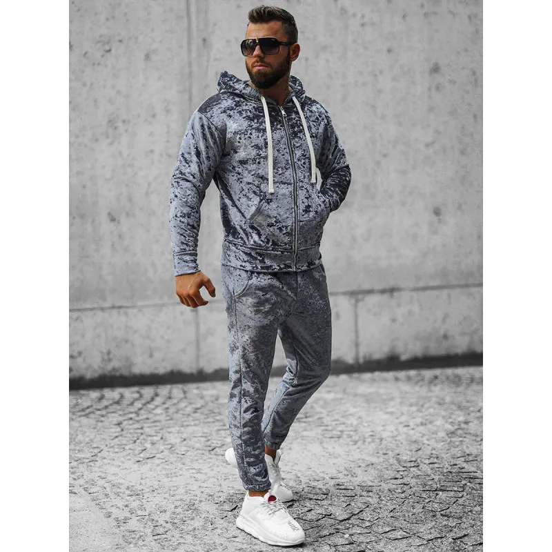 Grey velour jumper for men Omilo O/D8123/9153